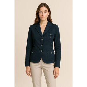 Luisa Spagnoli Signature Cotton‎ Blend Snap Blazer Black Size 44/S